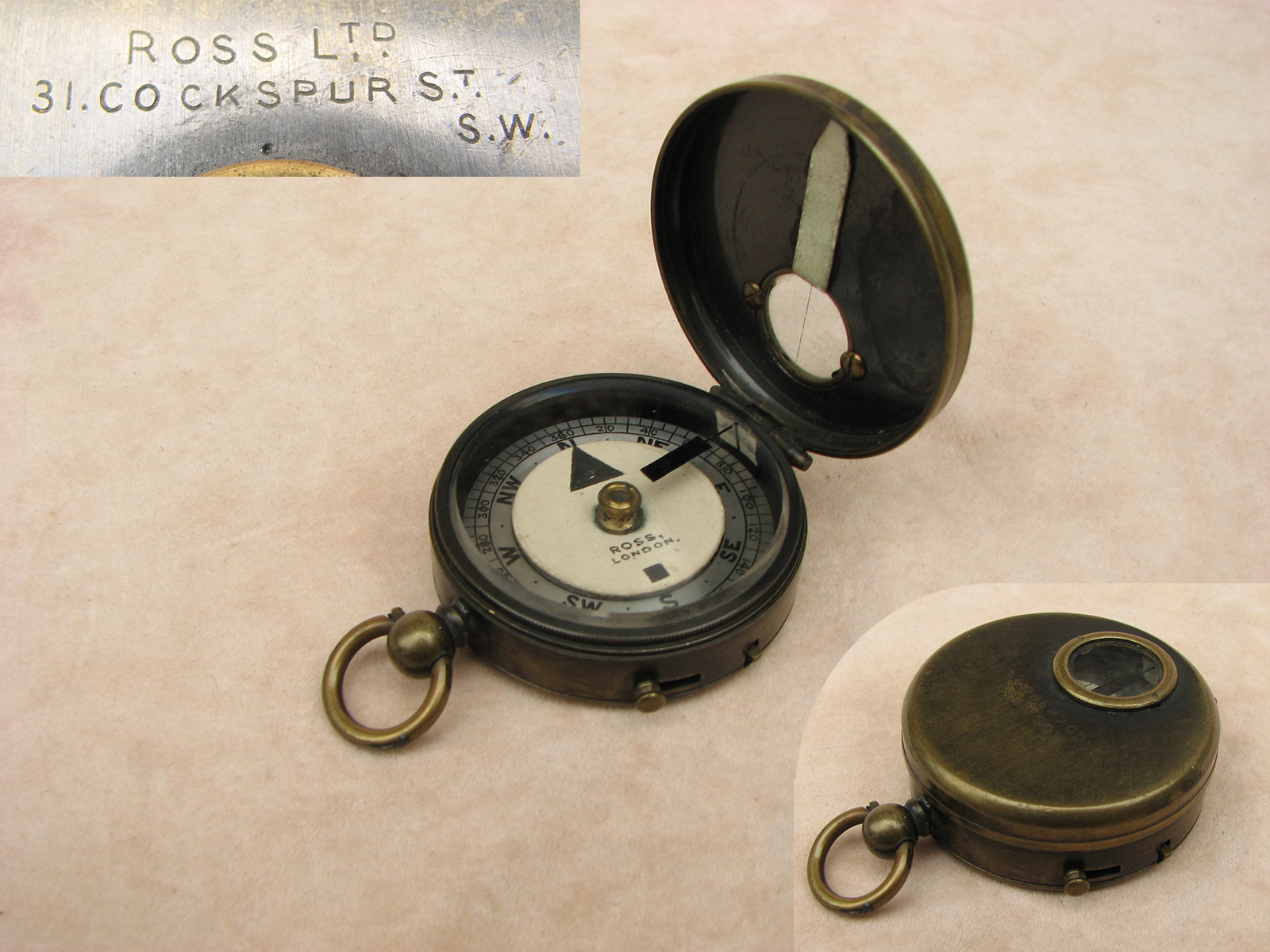 Early 1900's Ross non prismatic marching compass